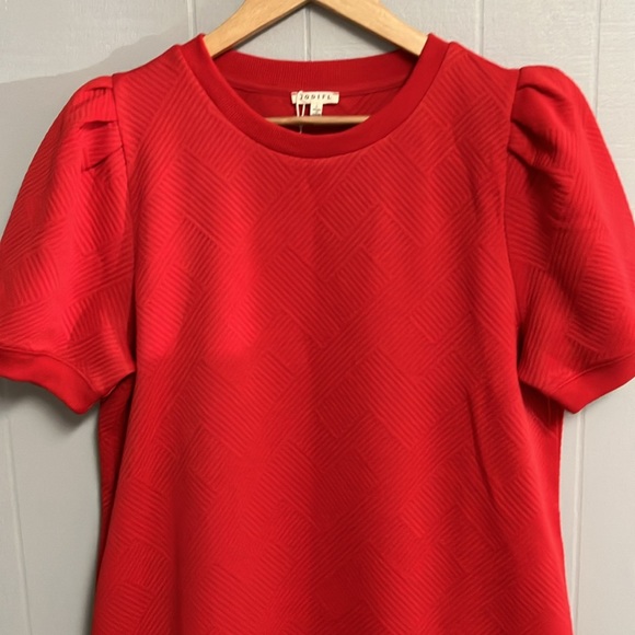 JODIFL Vibrant Red Textured Dress Large New with Tags - Picture 2 of 15